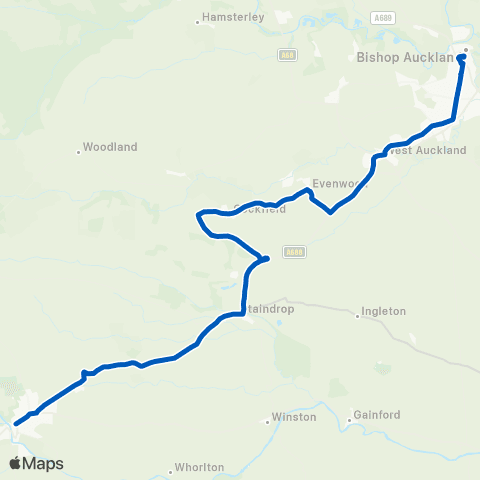 Weardale Motor Services Galgate / Commercial Hotel - Newgate St Stand C map
