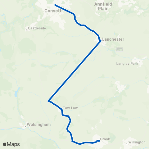 Weardale Motor Services Consett Bus Sta Stand J - Market Place map