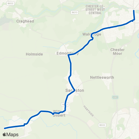 Weardale Motor Services Stringer Terrace - Lambton Arms Ph map
