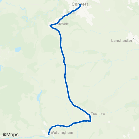 Weardale Motor Services Market Place - Consett Bus Sta Stand J map