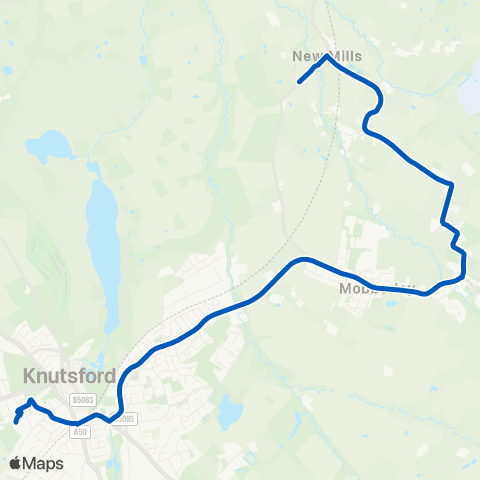 D & G Bus Smith Lane - Knutsford Academy map