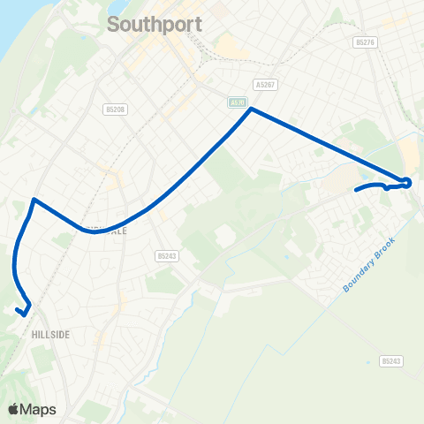 Cumfybus Greenbank High School - Southport Hosp map