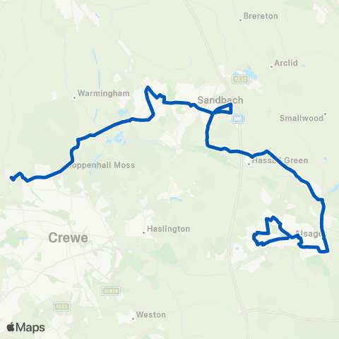 D & G Bus St Mary's Church - Leighton Hospital map