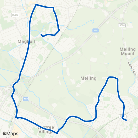 Cumfybus Hall Lane - Kirkby Station map