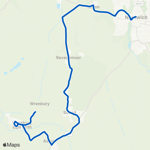 D & G Bus Bus Station - Wrenbury Heath Road map