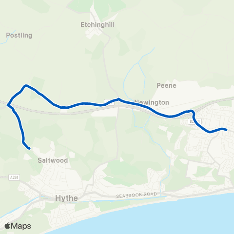 Crosskeys Coaches Brockhill Pk Sch - Cheriton Post Office map