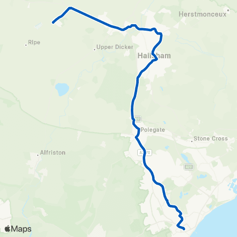 Cuckmere Buses Deanland Wood Caravan Pk - Cornfield Rd map