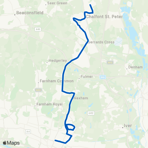 Carousel Buses Wexham Park Hosp - Wellington St Stop H map
