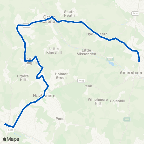 Carousel Buses High Wycombe Busstn - Amersham Station map