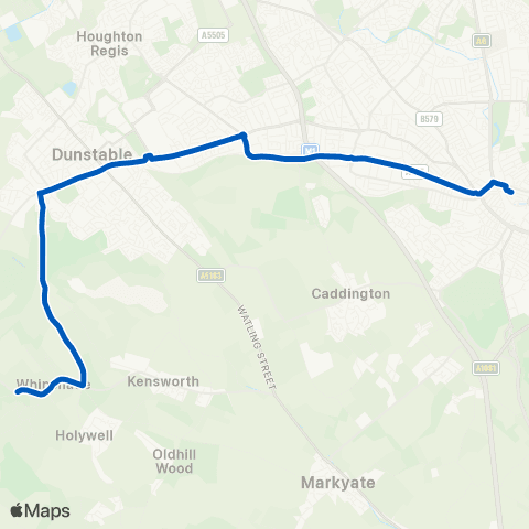 Centrebus Whipsnade Zoo - Luton Sta Interchange map