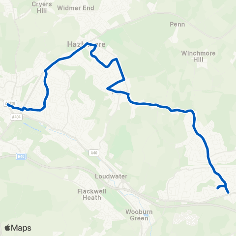 Carousel Buses High Wycombe Busstn - Aylesbury End map