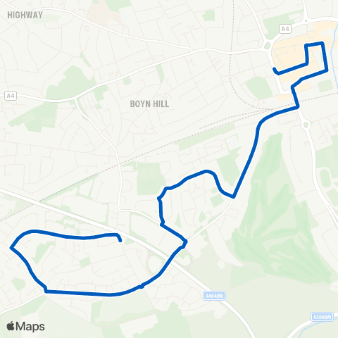 Carousel Buses Old Court Close - Frascati Way map