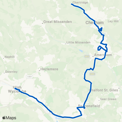 Carousel Buses High Wycombe Busstn - Village Hall map