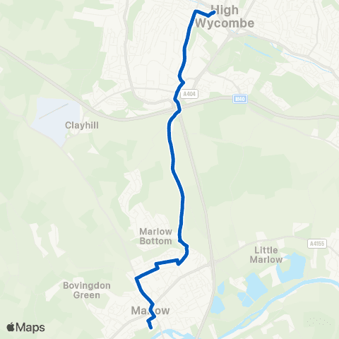 Carousel Buses Court Garden Leisure Ctr - High Wycombe Busstn map