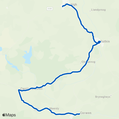 M & H Coaches Corwen Bus Station - Denbigh Morrisons map