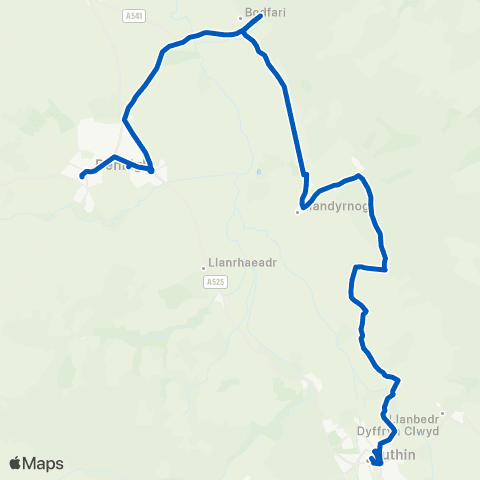 M & H Coaches Denbigh Morrisons - Ruthin War Memorial map
