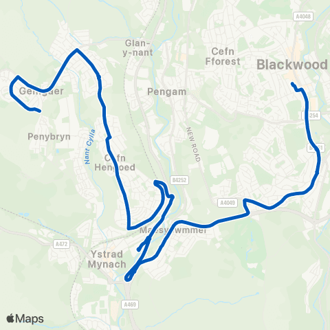 Harris Coaches Blackwood Bus Sta Stand 5 - Heol Catwg map