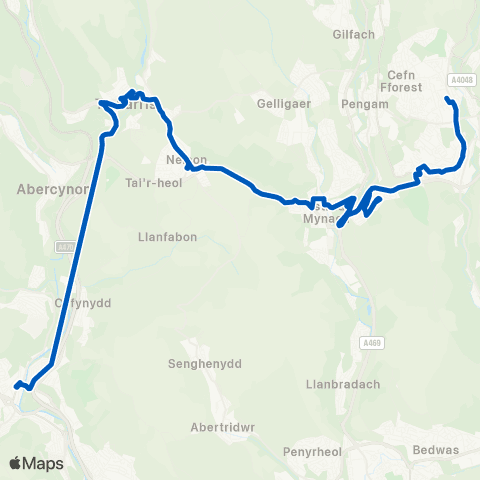 Harris Coaches Blackwood Bus Sta Stand 5 - Pontypridd Bus Sta Stand 6 map