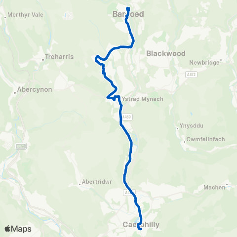 Harris Coaches Caerphilly Interchange Stand 9 - Bargoed Interchange Stand 5 map