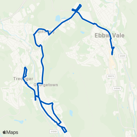 Harris Coaches Ebbw Vale Bus Sta Stand 3 - Tredegar Bus Sta map