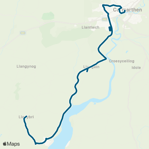 Morris Travel Carmarthen Bus Sta Stand 6 - Ger-Y-Marbell map