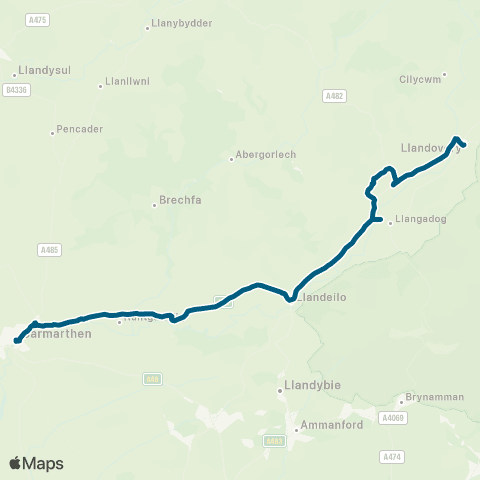 Morris Travel Carmarthen Bus Sta Stand 8 - Llandovery Car Pk map