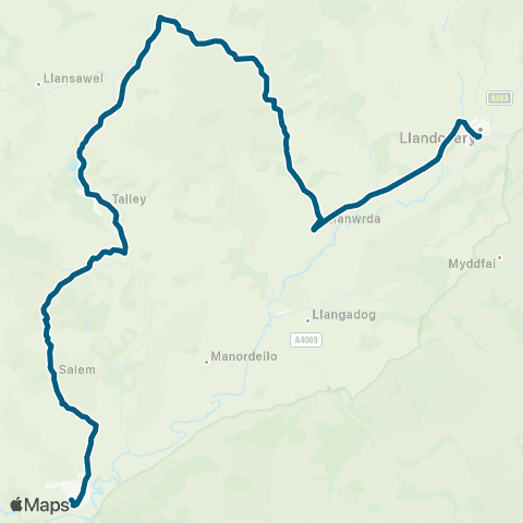 Morris Travel Athletic Club - Llandovery Car Park map