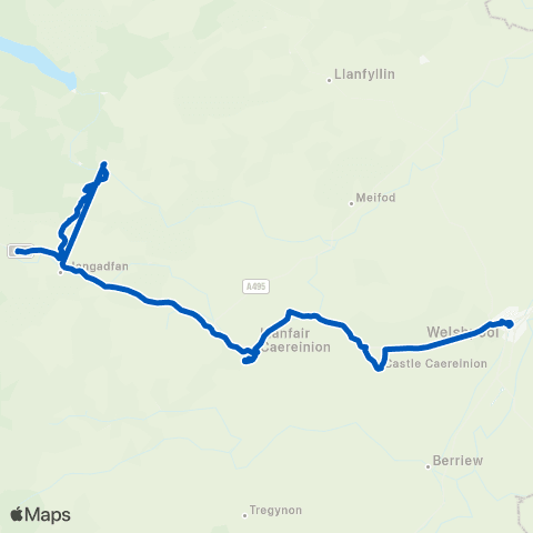 Owen's Travelmaster Troed-Y-Rhiw - Welshpool Bus Sta Stand C map