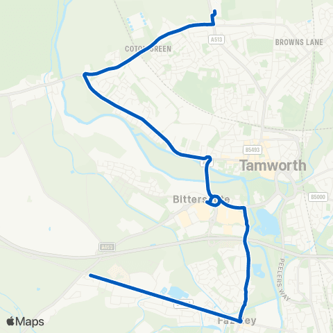 South Staffs Coach Hire The Square - The Rawlett School map