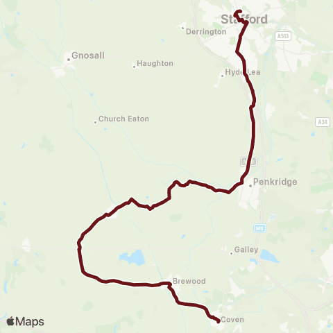 Select Bus Services Ivetsey Bank Rd - Wolgarston High School map