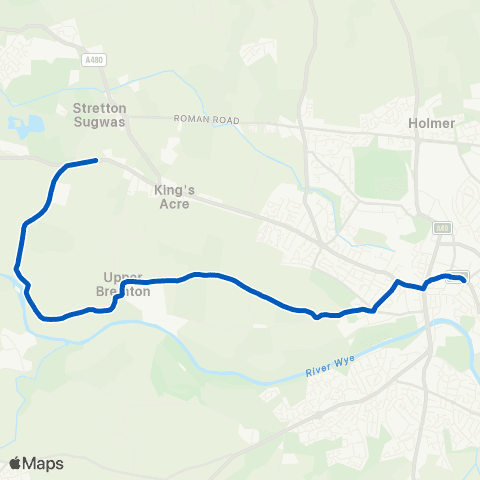 Nick Maddy Coaches Shire Hall - Stretton Sugwas Turn map