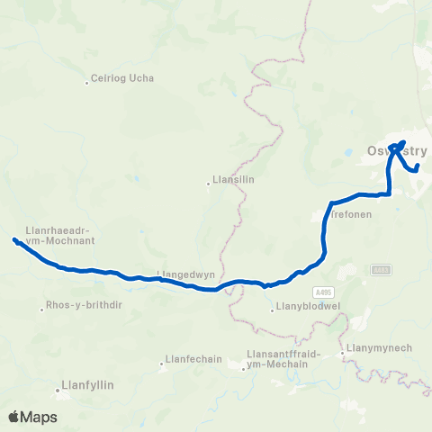 Tanat Valley Coaches Bus Station - Llanrhaeadr Square map