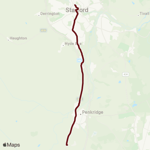 Select Bus Services Rodbaston College - Gaol Square map