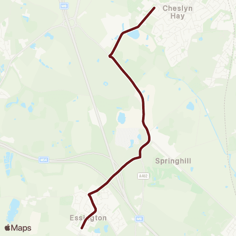Select Bus Services Cheslyn Hay HS - Shepwell Gardens map