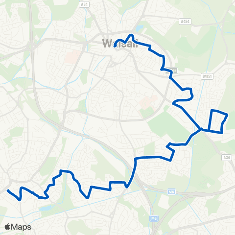 Walsall Community Transport Walsall Bus Sta - Wednesbury Bus Sta map