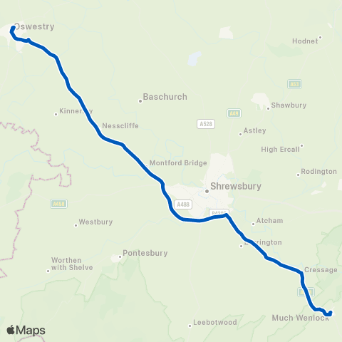 Tanat Valley Coaches New Road Jct - Bus Station map