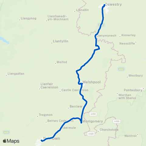 Tanat Valley Coaches Newtown Bus Sta Stand 1 - Bus Sta map