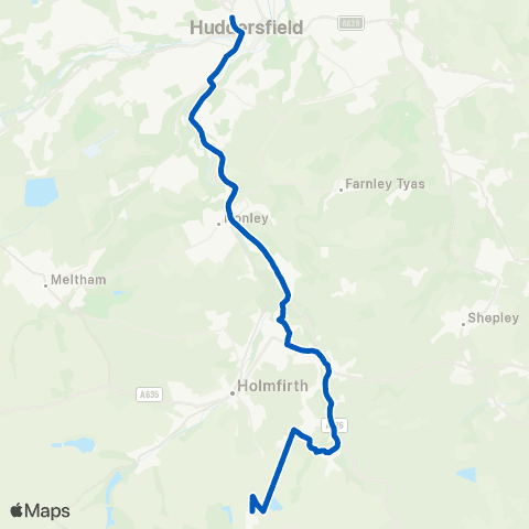 Stotts Coaches Dunford Rd Greave Rd - Huddersfield Bus Sta map