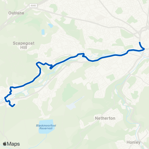 Stotts Coaches Tudor St Gordon St - Huddersfield Bus Sta map