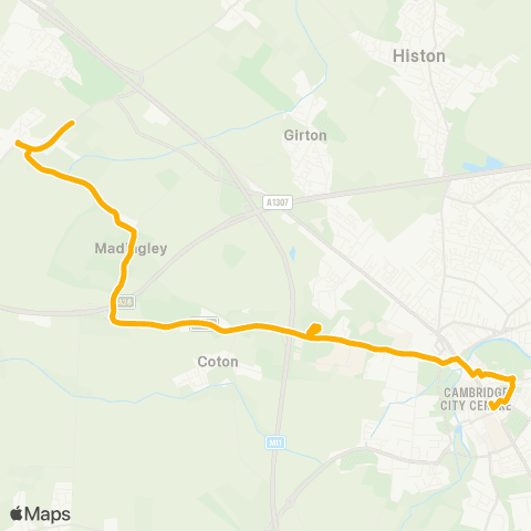 Stagecoach East Madingley Rd P&R - St Andrew's St map