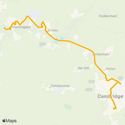 Stagecoach East Drummer St Bus Sta - Hinchingbrooke Hosp map