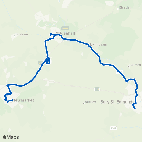 Stephensons of Essex W Suffolk Hospital - The Guineas Bus Sta map