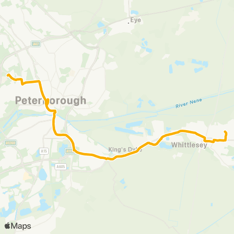 Stagecoach East Roman Close - City Hospital Bretton Gate map