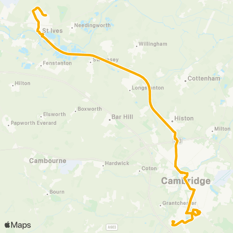 Stagecoach East The Busway Trumpington P&R - Burrel Rd map