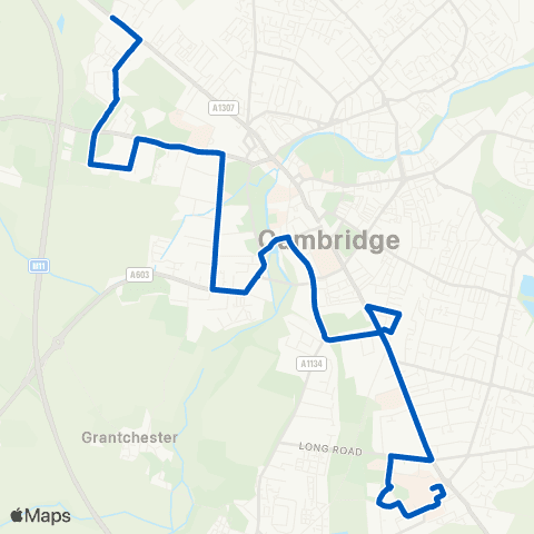 Whippet Coaches Girton Road - Hospital Outpatients map