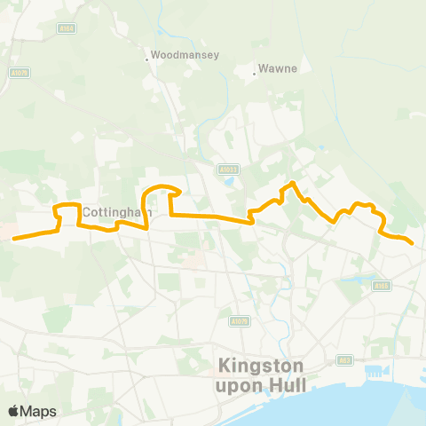 Stagecoach East Midlands Wilberforce Coll - Cottingham Castle Rd map