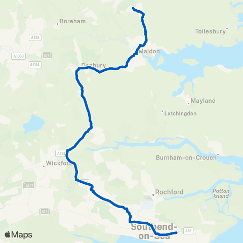 Stephensons of Essex Snows Corner - Southend High For Girls map