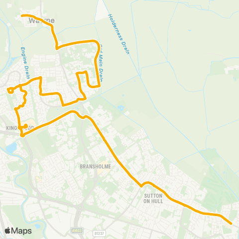Stagecoach East Midlands Wilberforce College - Wawne Green Lane map
