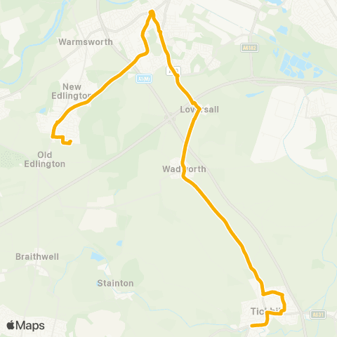 Stagecoach East Midlands Tait Av / Top View Crescent - W Gate / Worksop Rd map