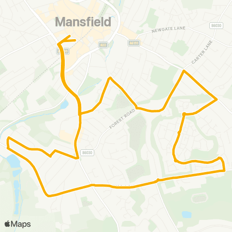 Stagecoach East Midlands Mansfield Bus Sta - Mansfield Bus Sta map